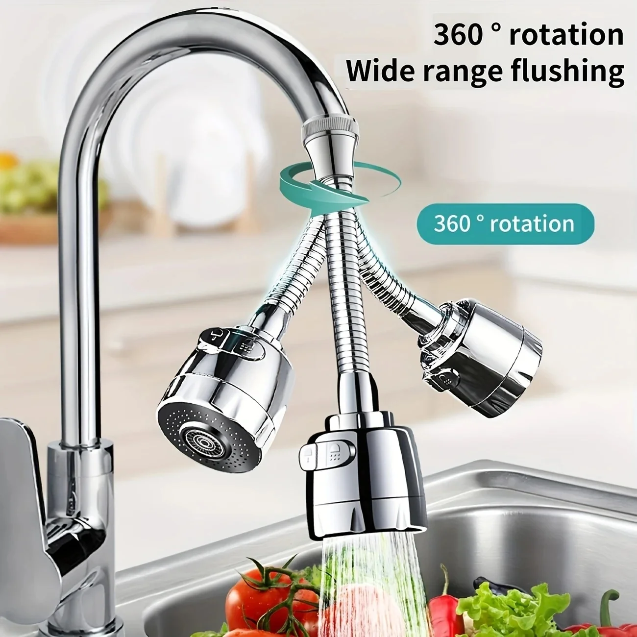 Dual-Speed Faucet Aerator: Adjustable Anti-Splash Nozzle Extension with Rotating Filter – Universal Water-Saving Spray Head