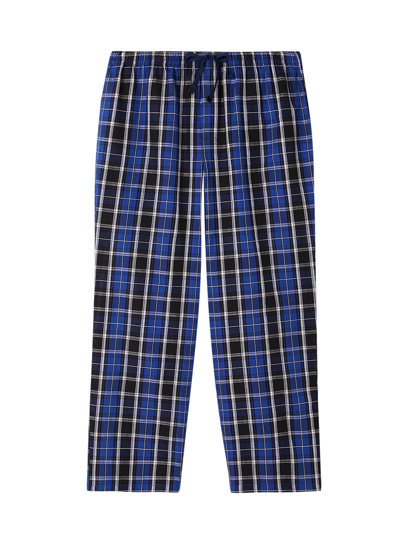 Calças de pijama masculinas JupiterSecret de algodão xadrez fino e calças de lounge Calças de pijama com bolsos e botão voador