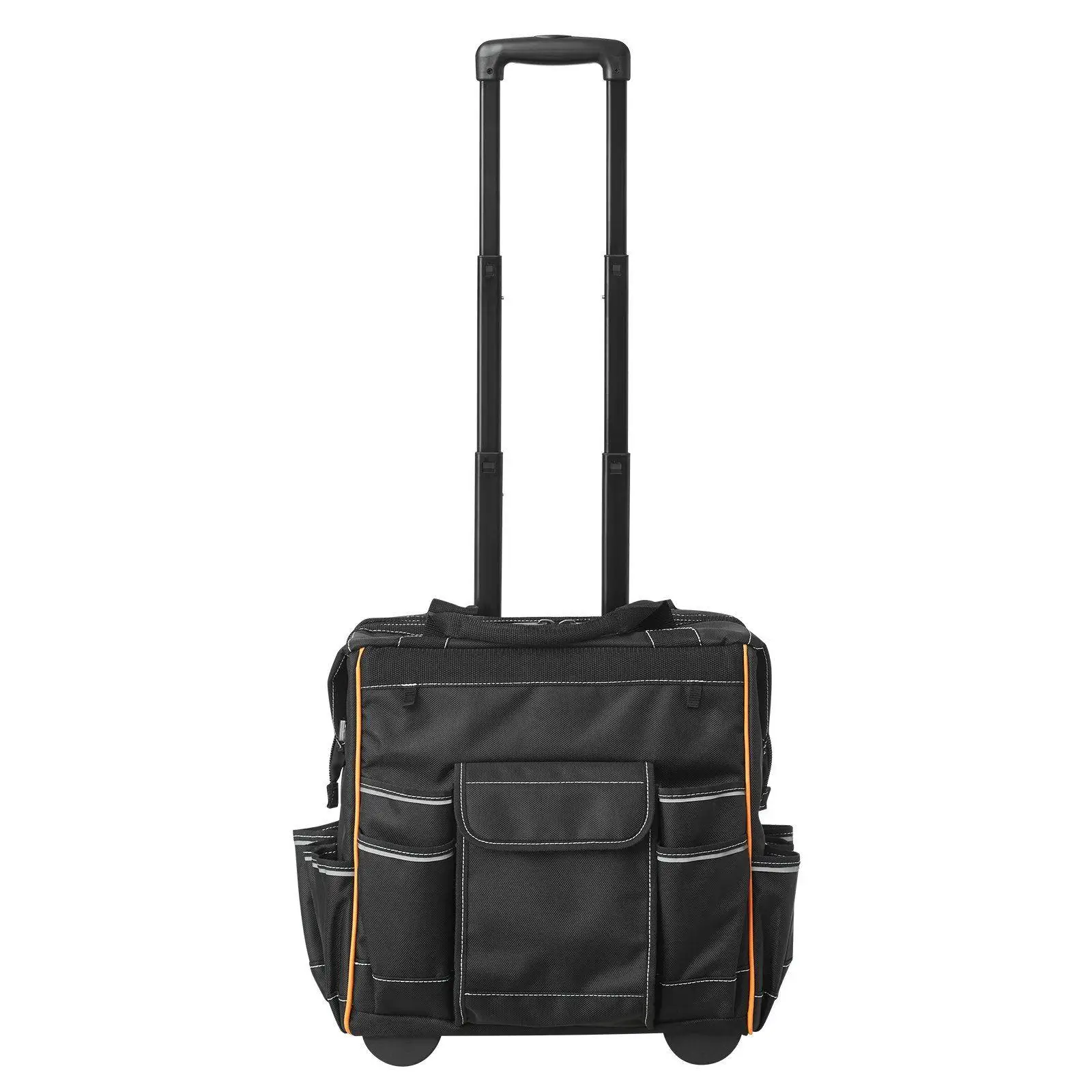 

110lb Rolling Tool Bag with 25 Pockets, Premium 1680D Oxford Construction, Ergonomic 40.2in Handle, 4in Quiet Wheels