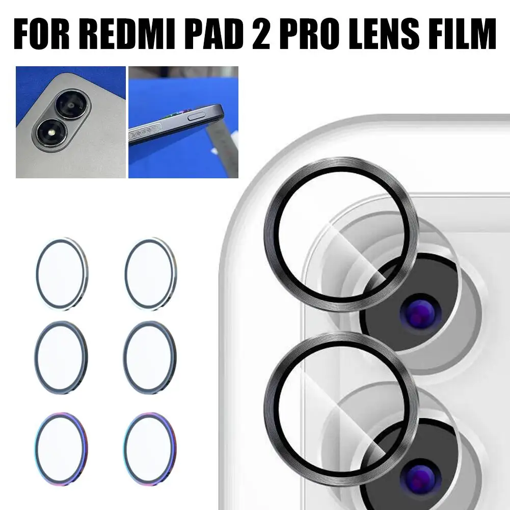 Camera Lens Protector Tempered Glass for Redmi Pad 2 Pro Scratch-Resistant 9H Tempered Glass Sticker Metal Frame