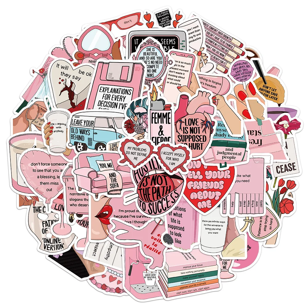 50PCS Inspirational Refusal Internal Friction English Graffiti Cartoon Decorative Stickers DIY Luggage Computer Stickers