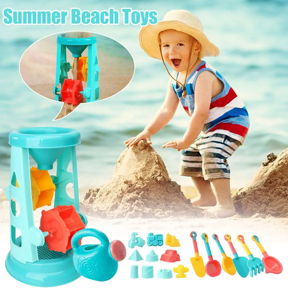 Crianças conjunto de jogo de areia pá de plástico balde temporizador de areia & carros de brinquedo para praia, caixa de areia verão ao ar livre brinquedos de areia para crianças