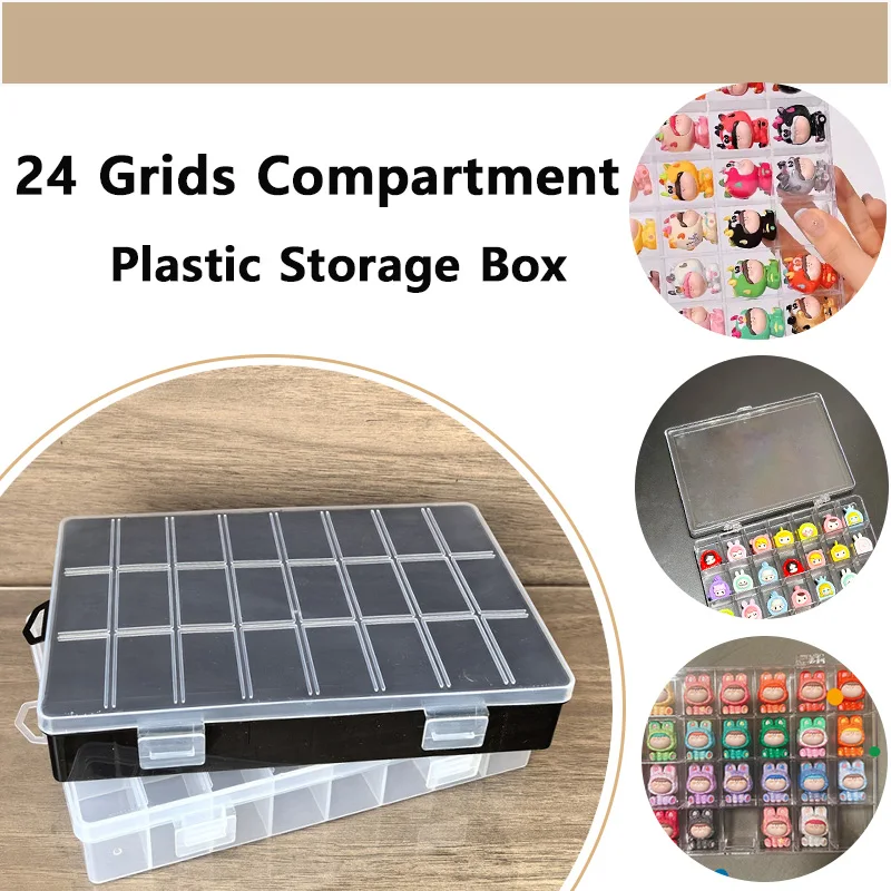 24 Grids Multifunctional Compartment Plastic Storage Box Jewelry Earring Box Screw Container Home Storage Case Craft Display