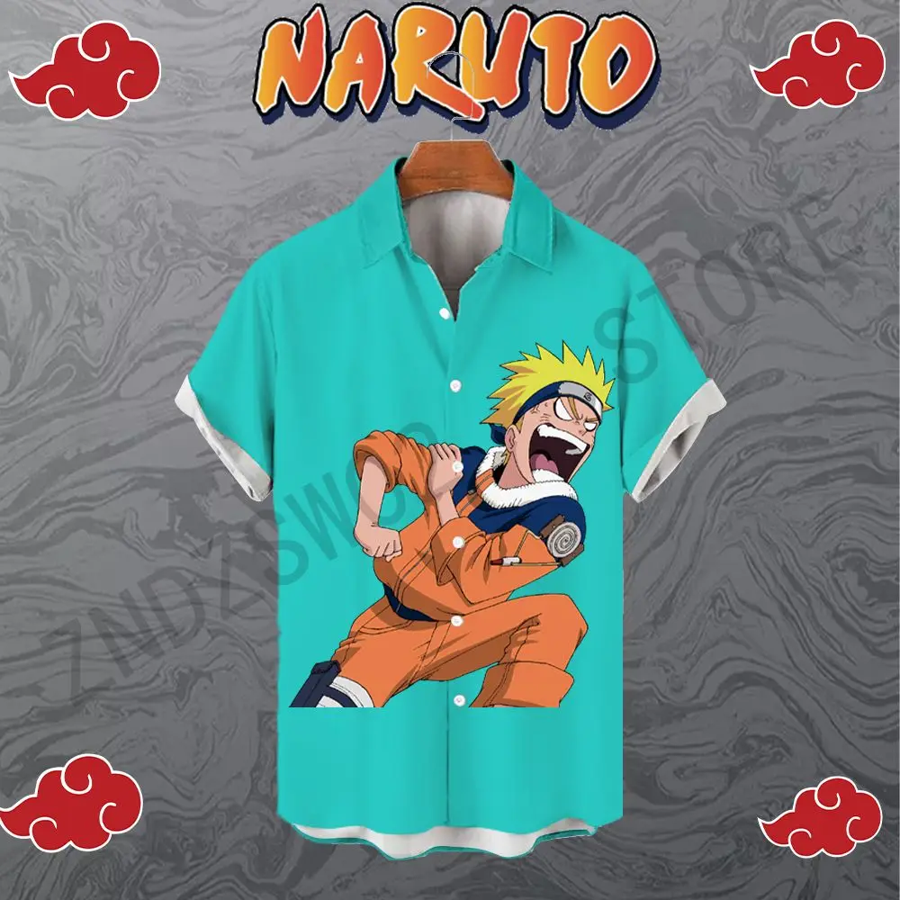 

Men's Shirt Oversized Shirts Naruto Streetwear Beach Style Clothing Anime Seaside Trip Summer 2023 Harajuku Fashion Short Sleeve