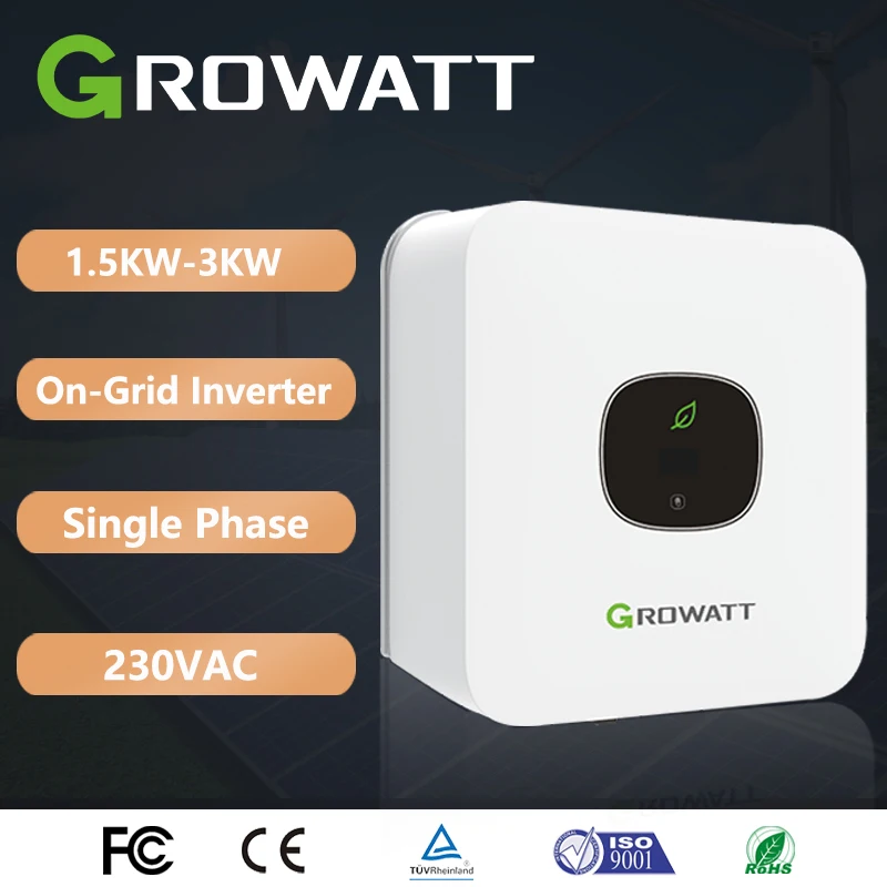 Growatt MIC 1550-3300TL-X 1.5KW 2KW 2.5KW 3KW Single Phase 1 MPPT IP65 RS485 230V With Wifi Pure Sine On Grid Solar Inverter