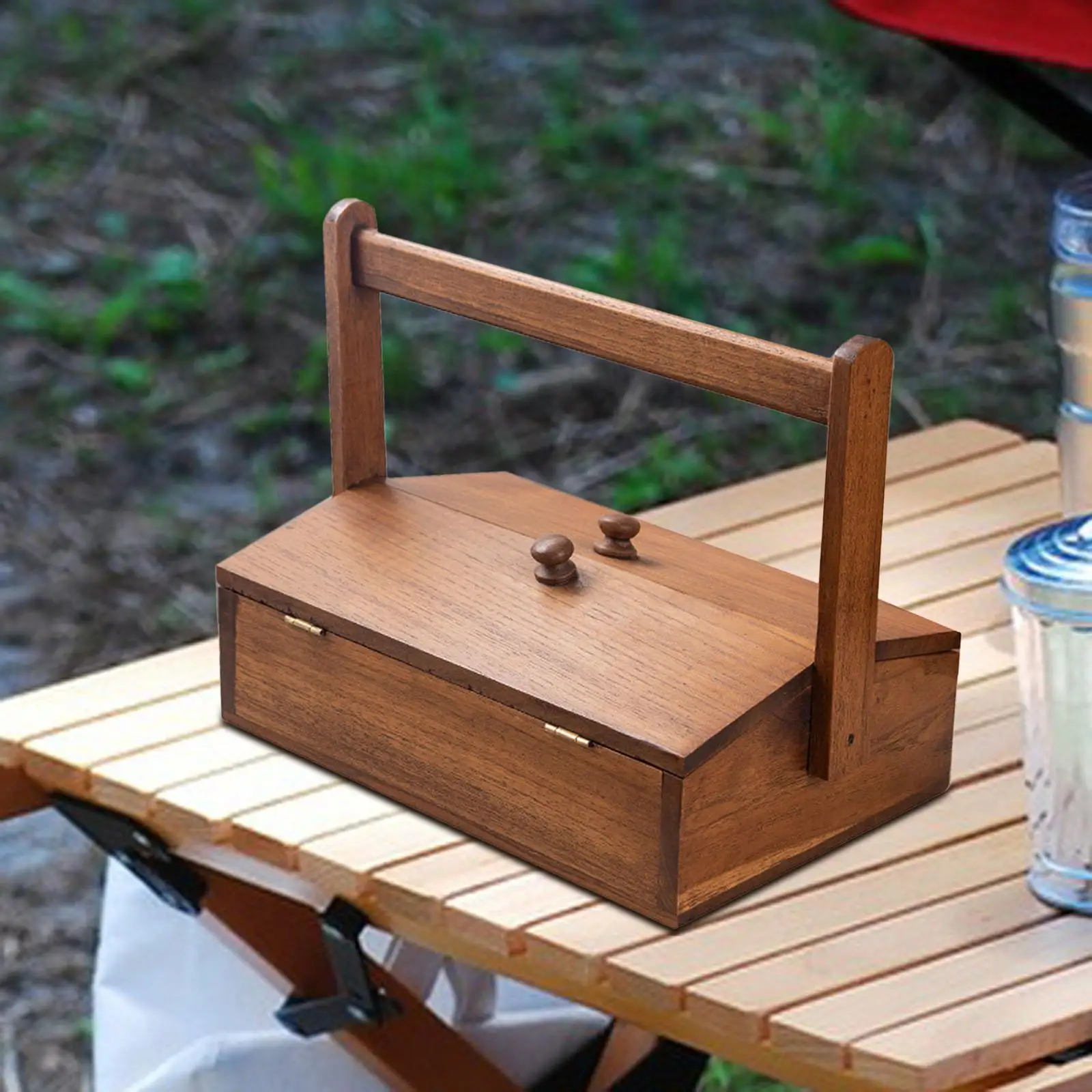 

Wooden Picnic Basket with Handle Fruit Holder Fruit Basket Portable Gift Basket Container for Party Hiking Beach Camping Outdoor