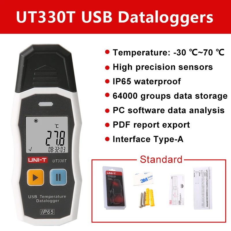 UNI-T UT330T UT330TH Temperatuur Datalogger UT330THC Digitale Thermometer USB Recorder Hoge Precisie Voor Voedsel