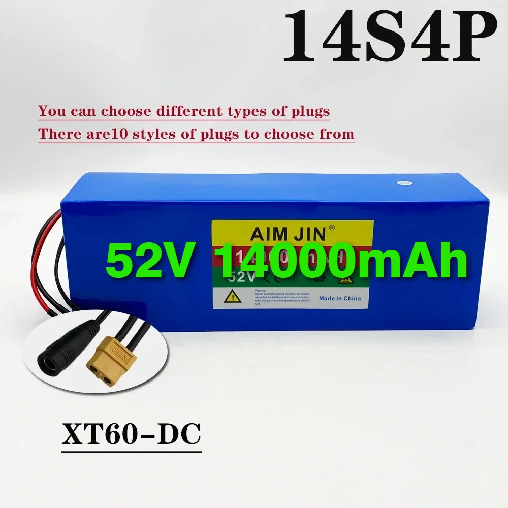 

18650 Rechargeable Lithium 52V 14000mAh battery pack 14S4P 1500W for Balance Car, Bike, Scooter High capacity cell