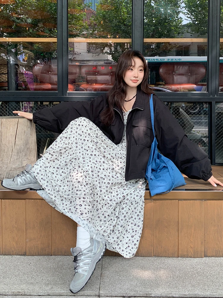 

Женская повседневная куртка Bla Zipper Jaet в корейском стиле, свободного кроя, весна-осень-зима, новинка, универсальный топ для отдыха