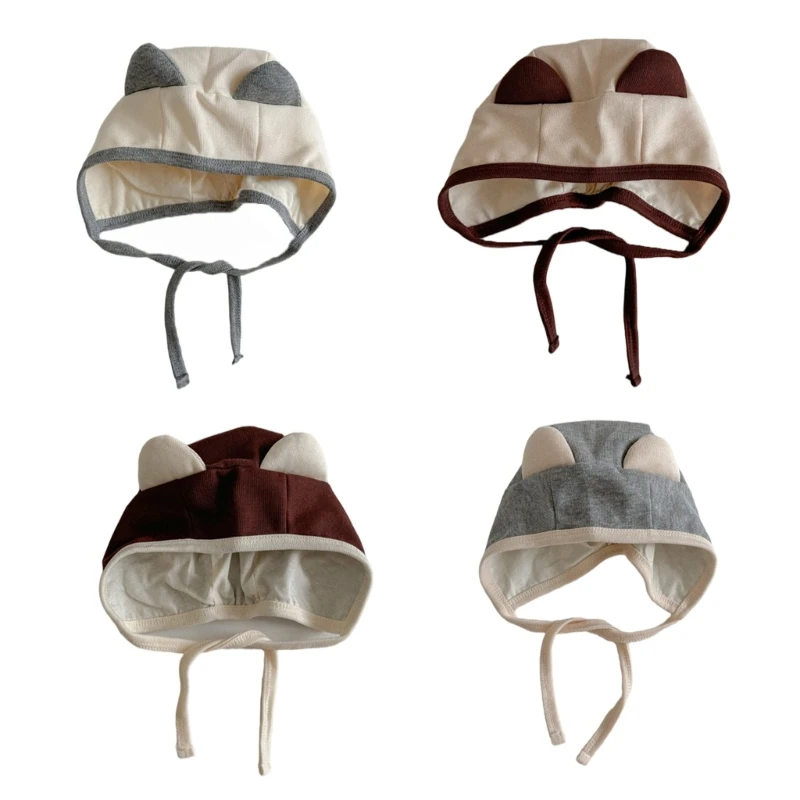 

Baby Hat Fashionable Toddlers Fetal Caps Soft & Breathable Infant Bonnet with Chin Ties Windproof for Spring Winter Dropship