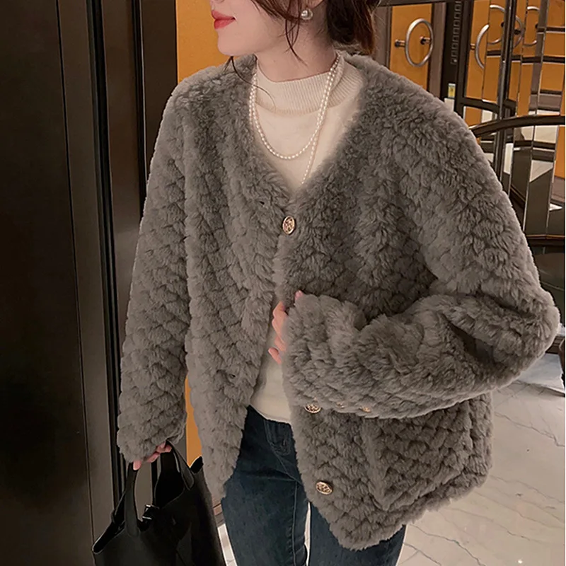 2024 Haining Fur Autumn and Winter New Genuine Wool Sheep Fleece Coat for Women Lamb Fur and Fur Integrated Fur Coat for Women