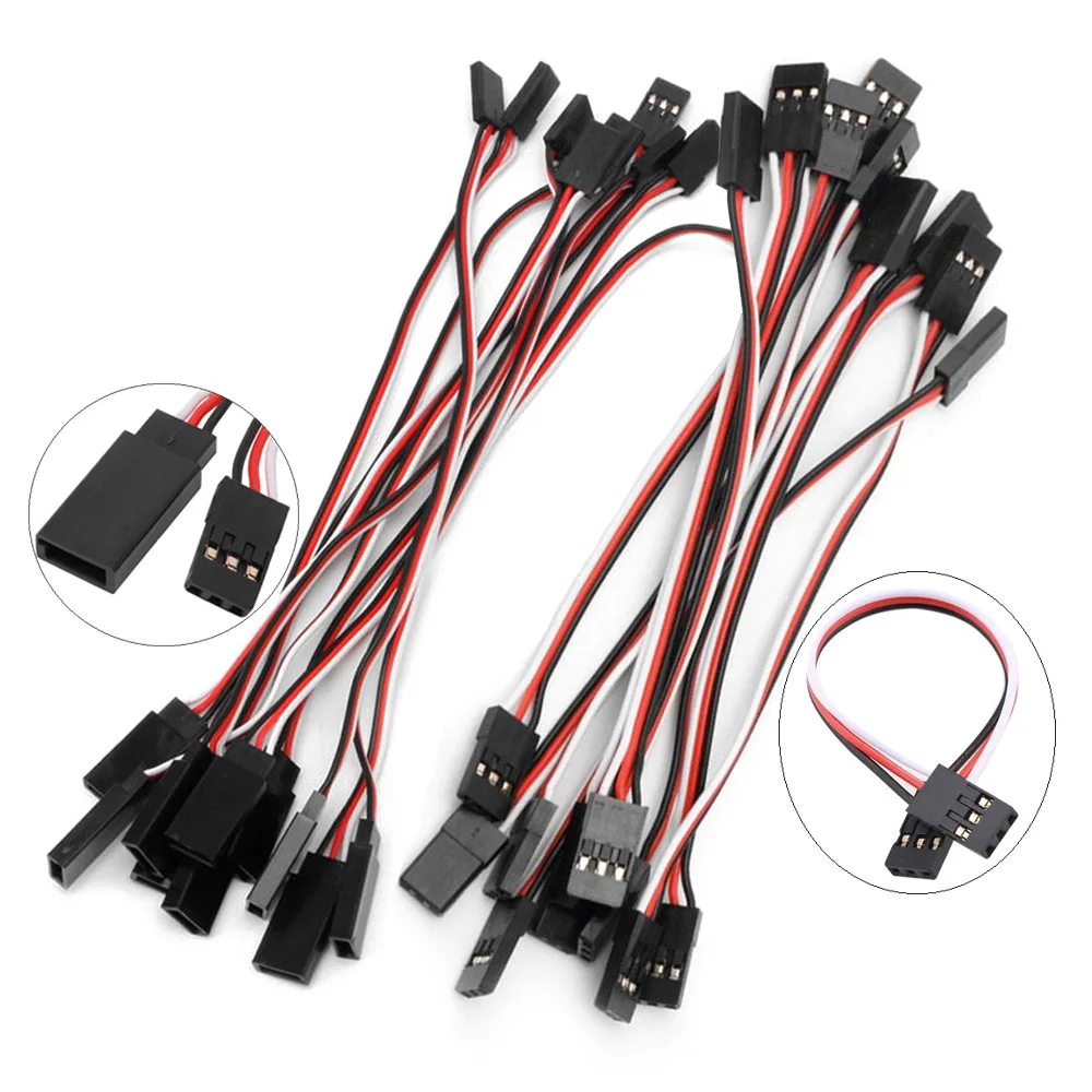 10 pièces/lot 100mm/150mm/200mm/300mm/500mm/1000mm Extension de Servo câble de fil mâle et mâle/femelle et mâle pour JR Futaba RC Servo