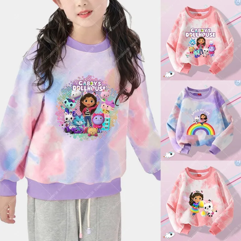 Kawaii Gabby Dollhouses Girls Cartoon Cute Sweatshirt Kids Anime Casual Pullover Children Autumn Clothing Long Sleeve Tops Gifts