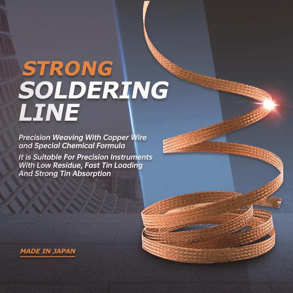 2/3/3.5mm Desoldering Mesh Braid Tape Copper Welding Solder Remover Wick Wire Lead Cord Flux BGA Repair Tool1.5M Length