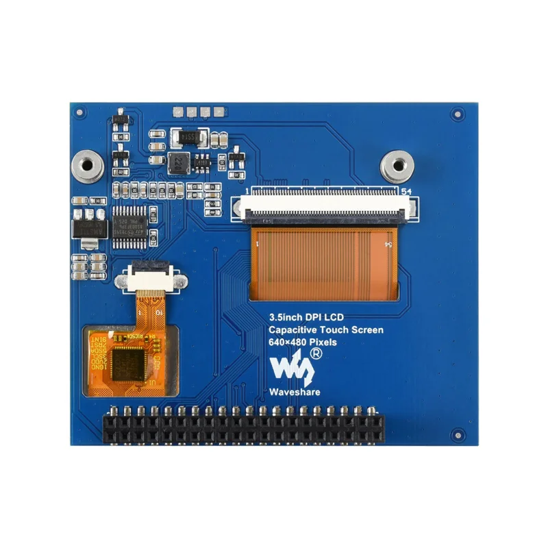 Waveshare-pantalla táctil capacitiva LCD de 3,5 pulgadas para Raspberry Pi, 640x480, DPI, IPS, cubierta de vidrio templado, solución de baja potencia