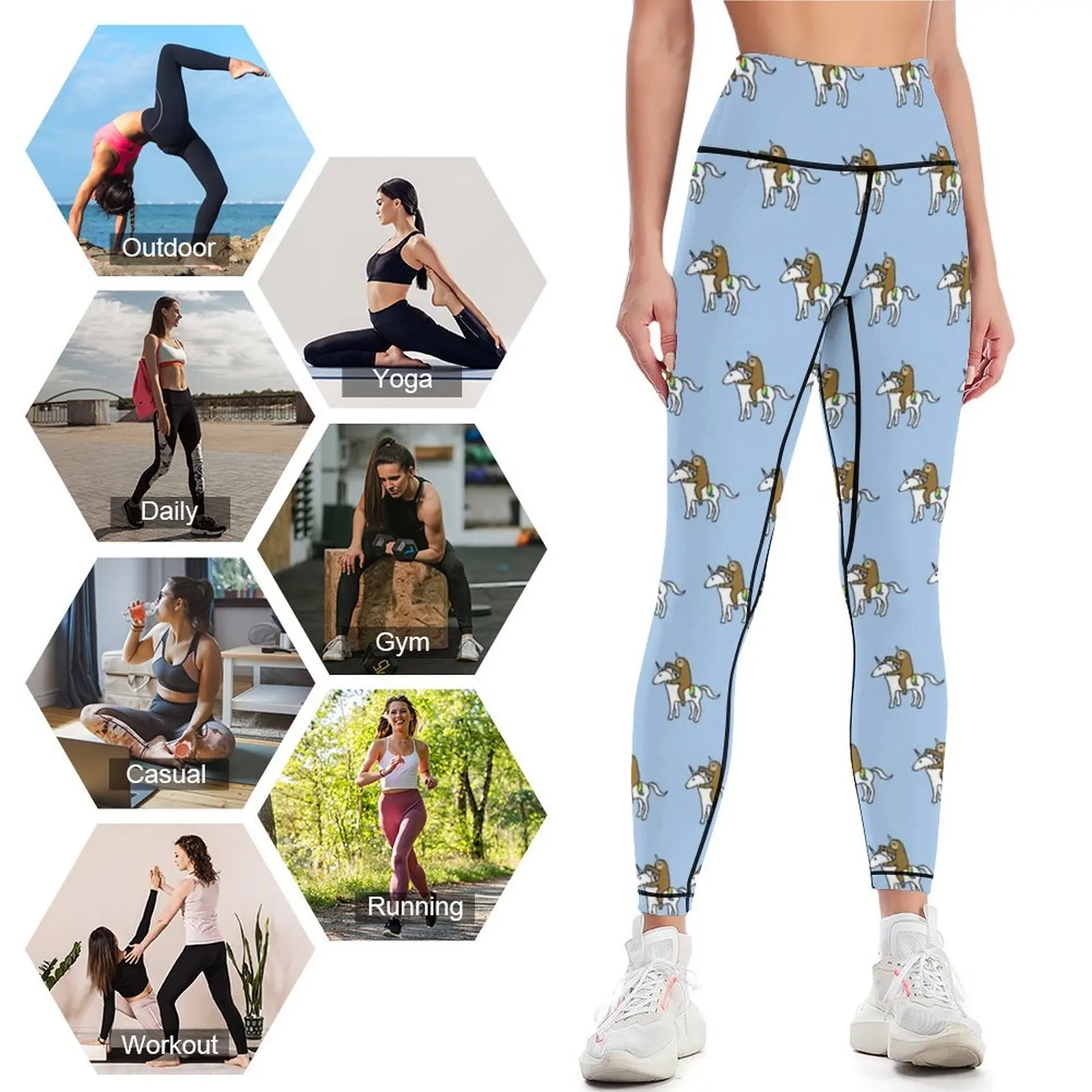 Slothicorn Rijden Eenhoorn Leggings Sportbroek Voor Sportbroek Vrouw Womens Leggings