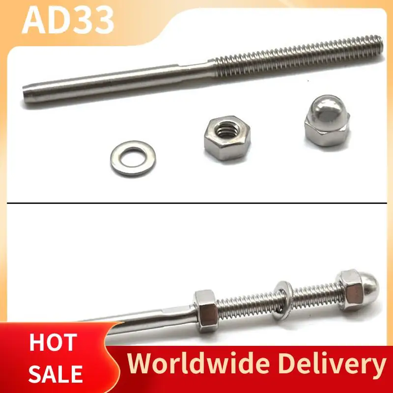Lightweight 20 Pairs 1/8 Inch Cable Railing Kits 30 Degree Beveled Washer Threaded Stud Tension End Fitting Terminal For Decking