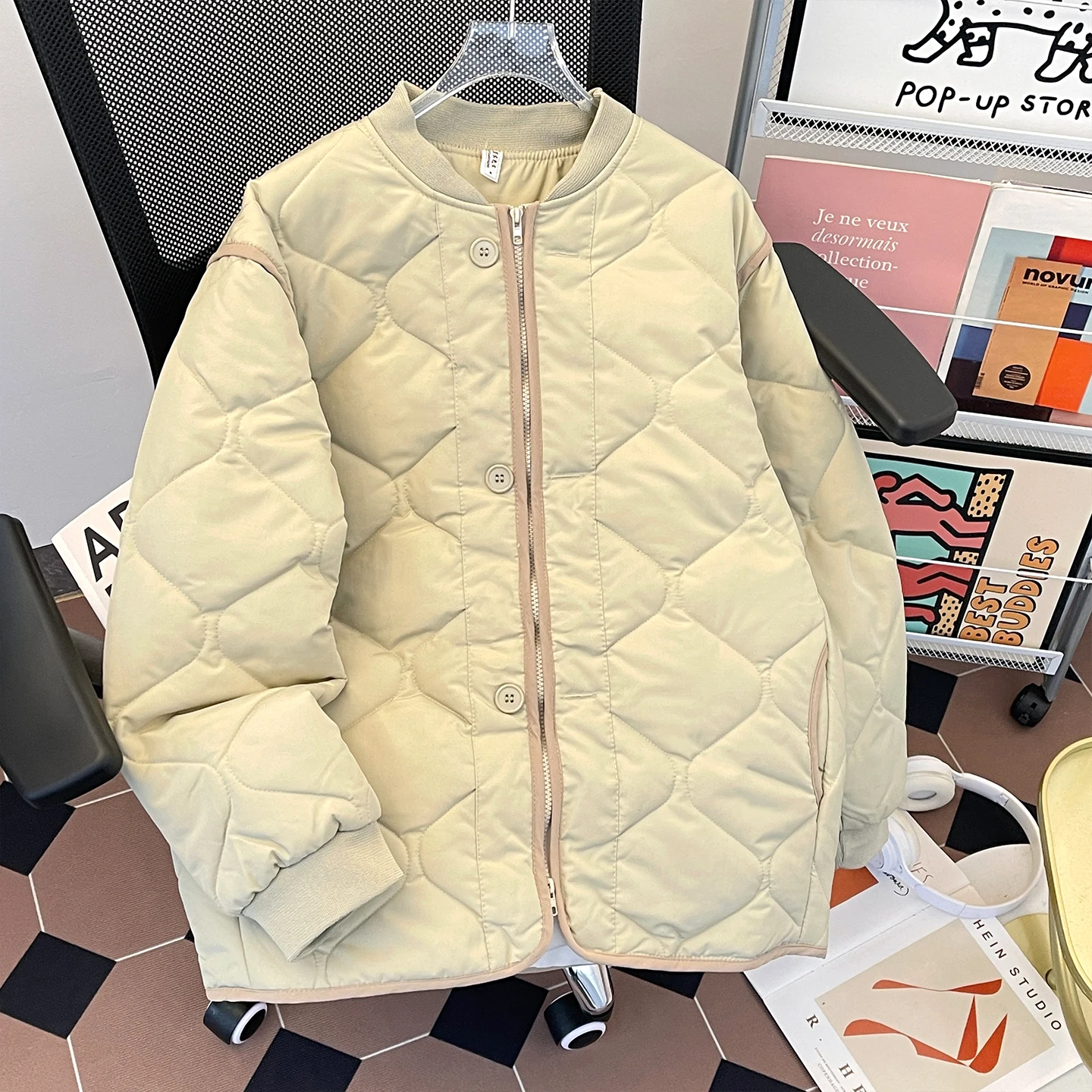 

Зимняя стеганая хлопковая куртка в стиле ретро для мужчин и женщин, корейский стиль, утепленная, для пар, Cleanfit Sle