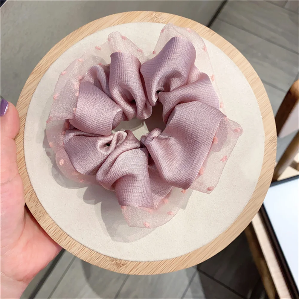

Black Chiffon Scrunchies Mesh Elastic Hair Bands Rope for Women Korean Girls Ponytail Hair Tie Rubber Band Accessories