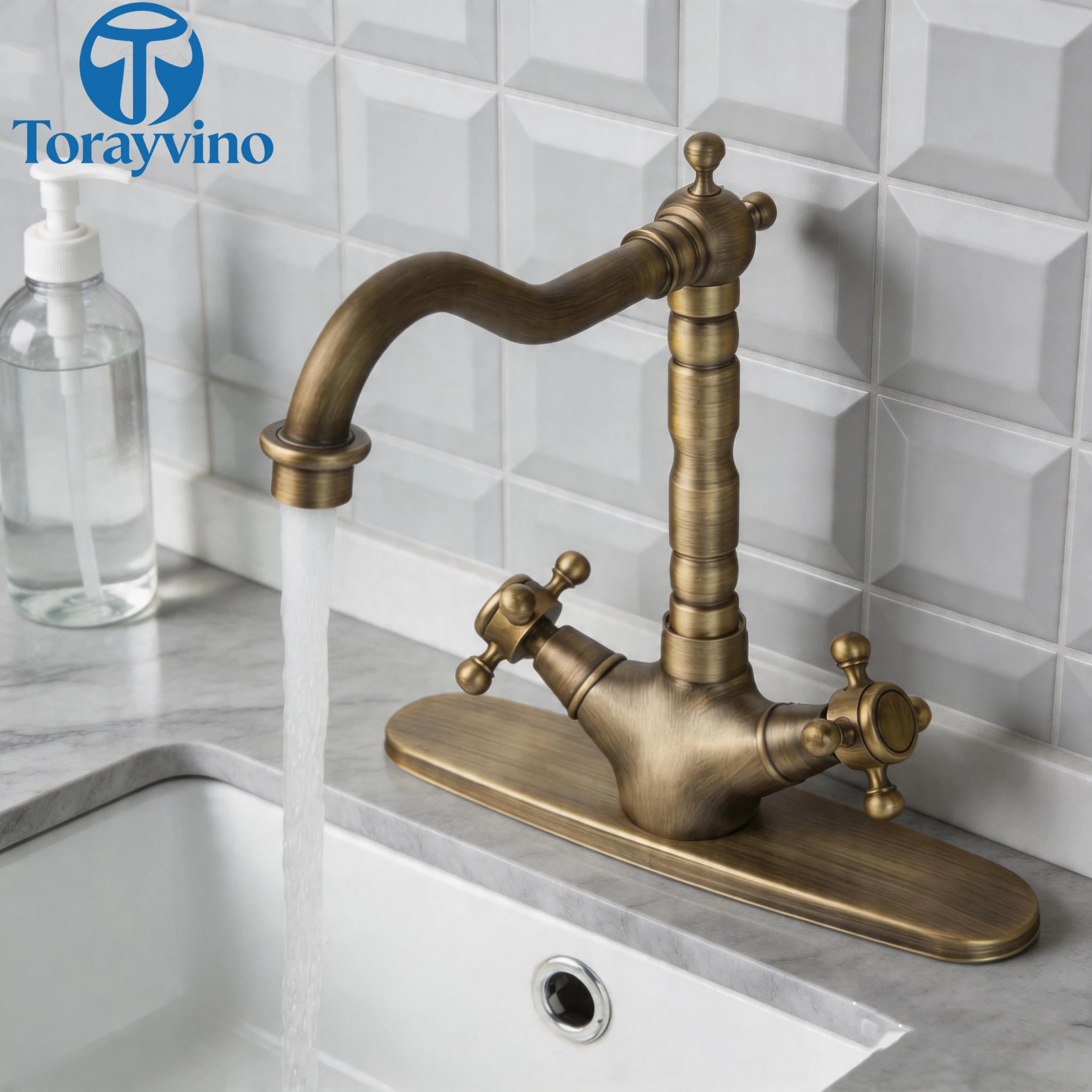 torayvino-kitchen-sink-faucet-polish-antique-double-cross-handle-mixer-360°-swivel-spout-bathroom-faucets-tap-hot-and-cold-water