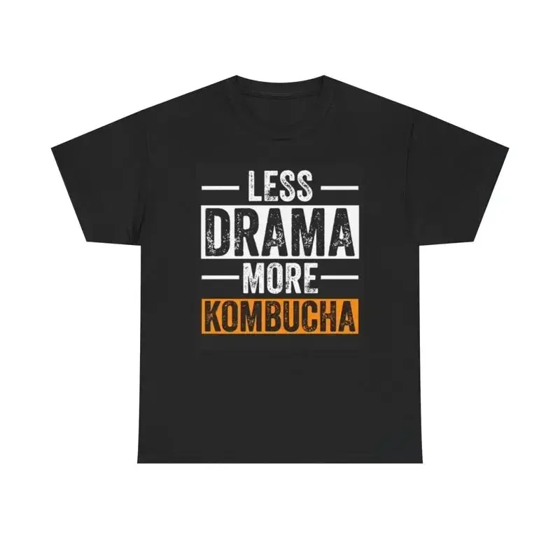 Camiseta divertida de algodón grueso con la frase 'Less Drama More Kombucha'