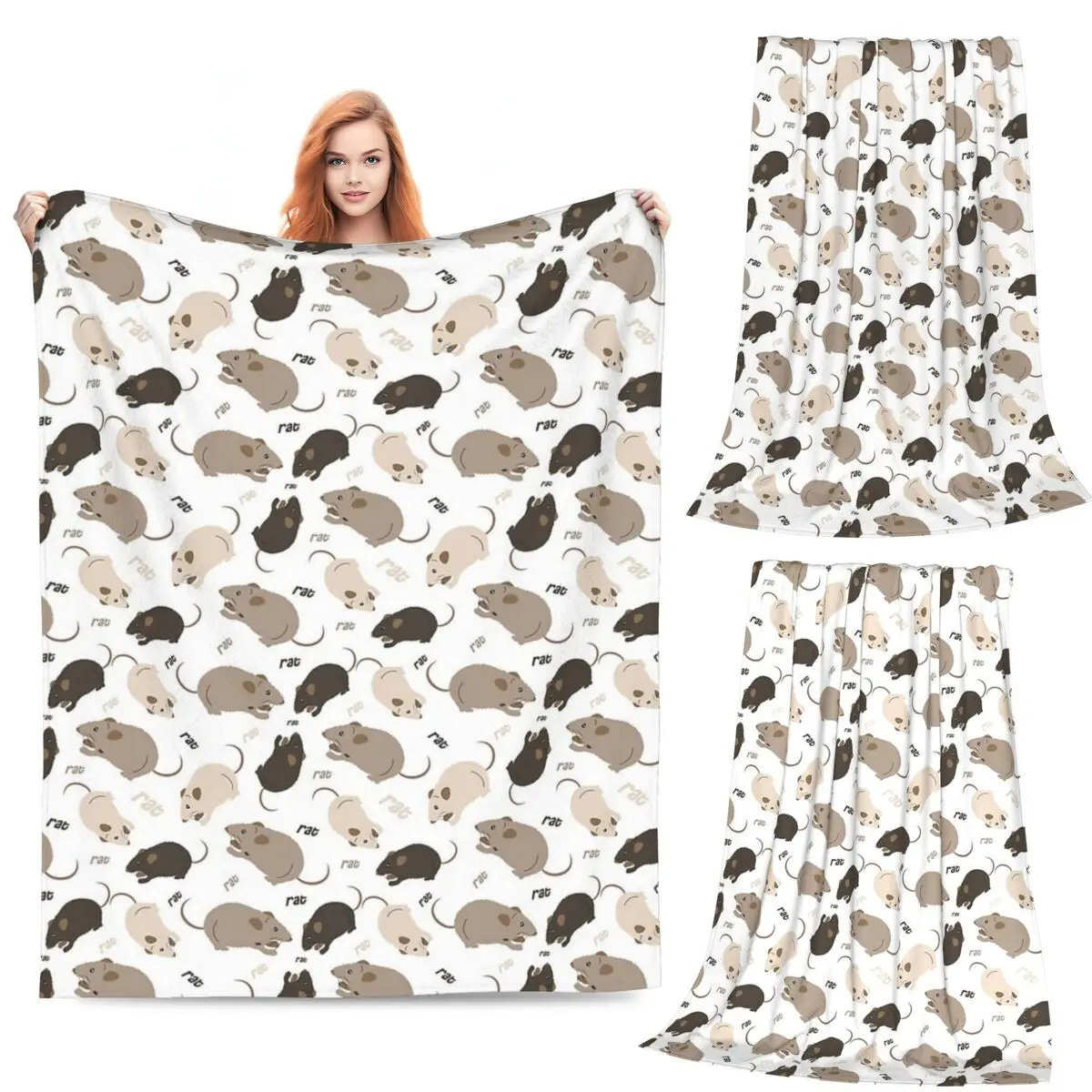 

Rat Pattern Blanket Fleece Sofa Throw Blanket Portable Throw Blankets for Couch Bedding Office Throws Bedspread Quilt