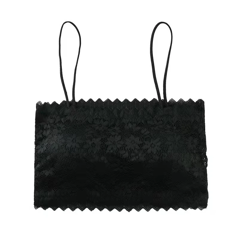 Women Tube Tops Sexy Lace Sunflower Sling Wrapped Chest Padded Crop Top Summer Underwear Bra Spaghetti Strap Ladies Bralette Top