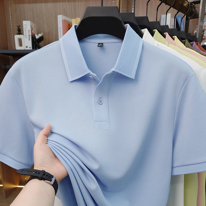 High End Mercerized Cotton Business Polo Men 2026 Summer Classic Solid Clothes 100%  Cotton Breathable T-shirt