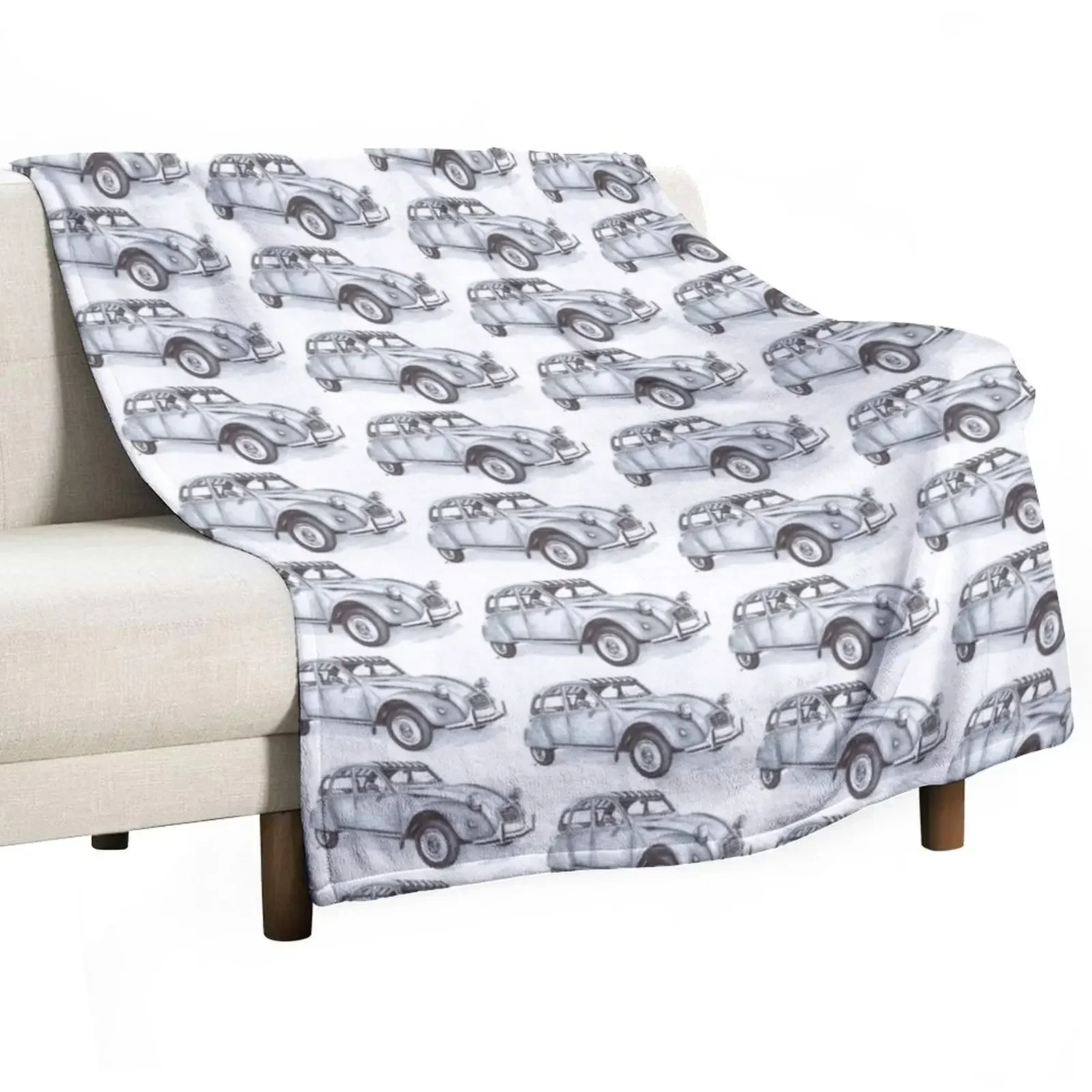 Citroen 2CV Car Biro Drawing Throw Blanket Blankets Sofas Of Decoration bed plaid Soft Plaid Blankets