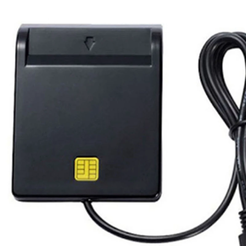 USB Smart Card Reader Atm Bank Tax Declaration Ic Card Reader Id Device Connector ID Card Smart Card Reader(Black)