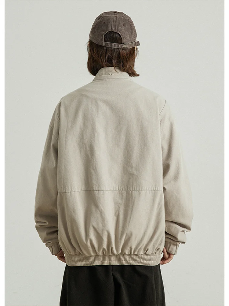 

Ретро американский воротник-стойка с воротником-стойкой, свободная повседневная осенняя верхняя одежда, дышащая внутренняя часть из полиэстера