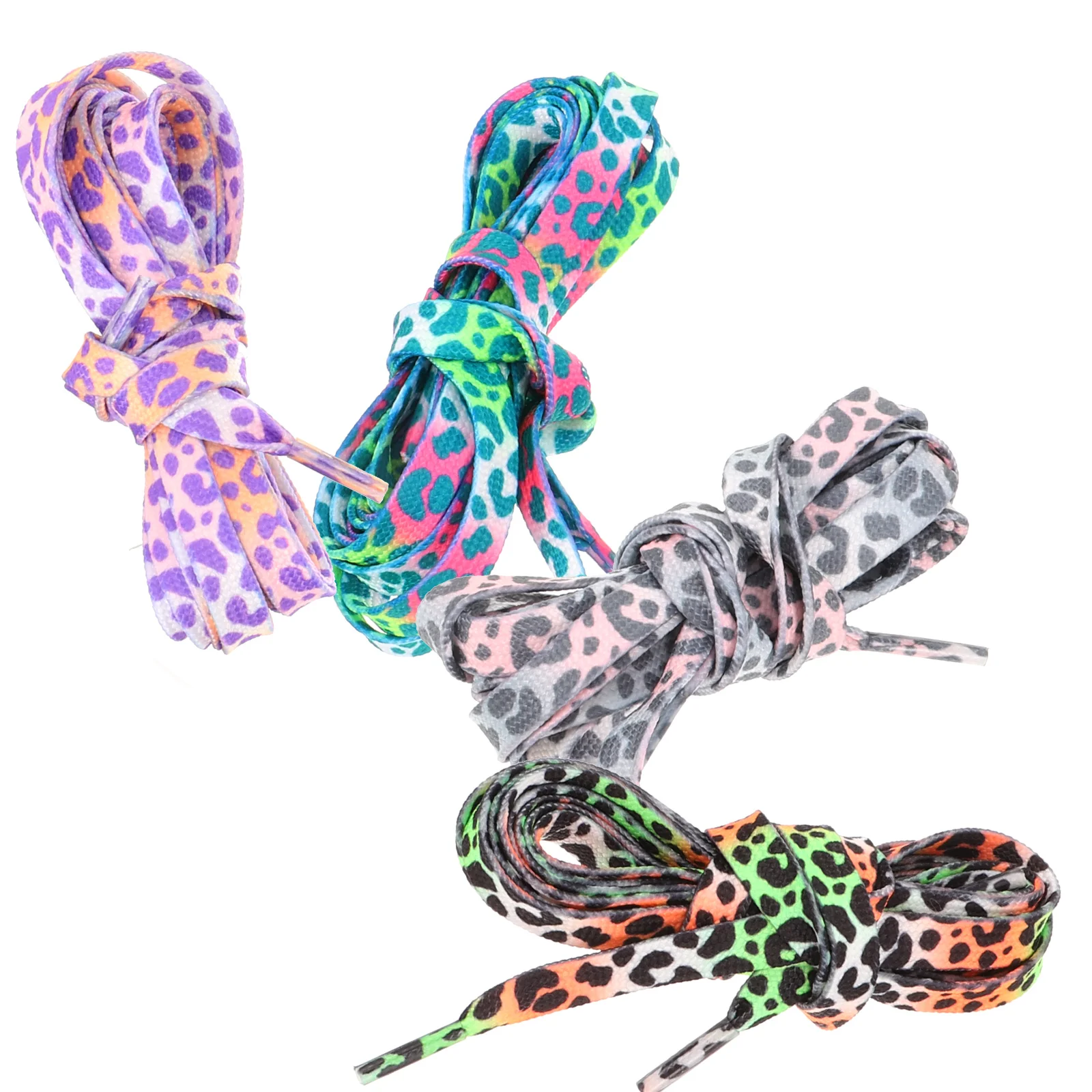 4 Pairs Reflective Shoelaces Leopard Print Sports Shoe Laces Glowing in the Dark Shoelaces sports shoes shoelaces