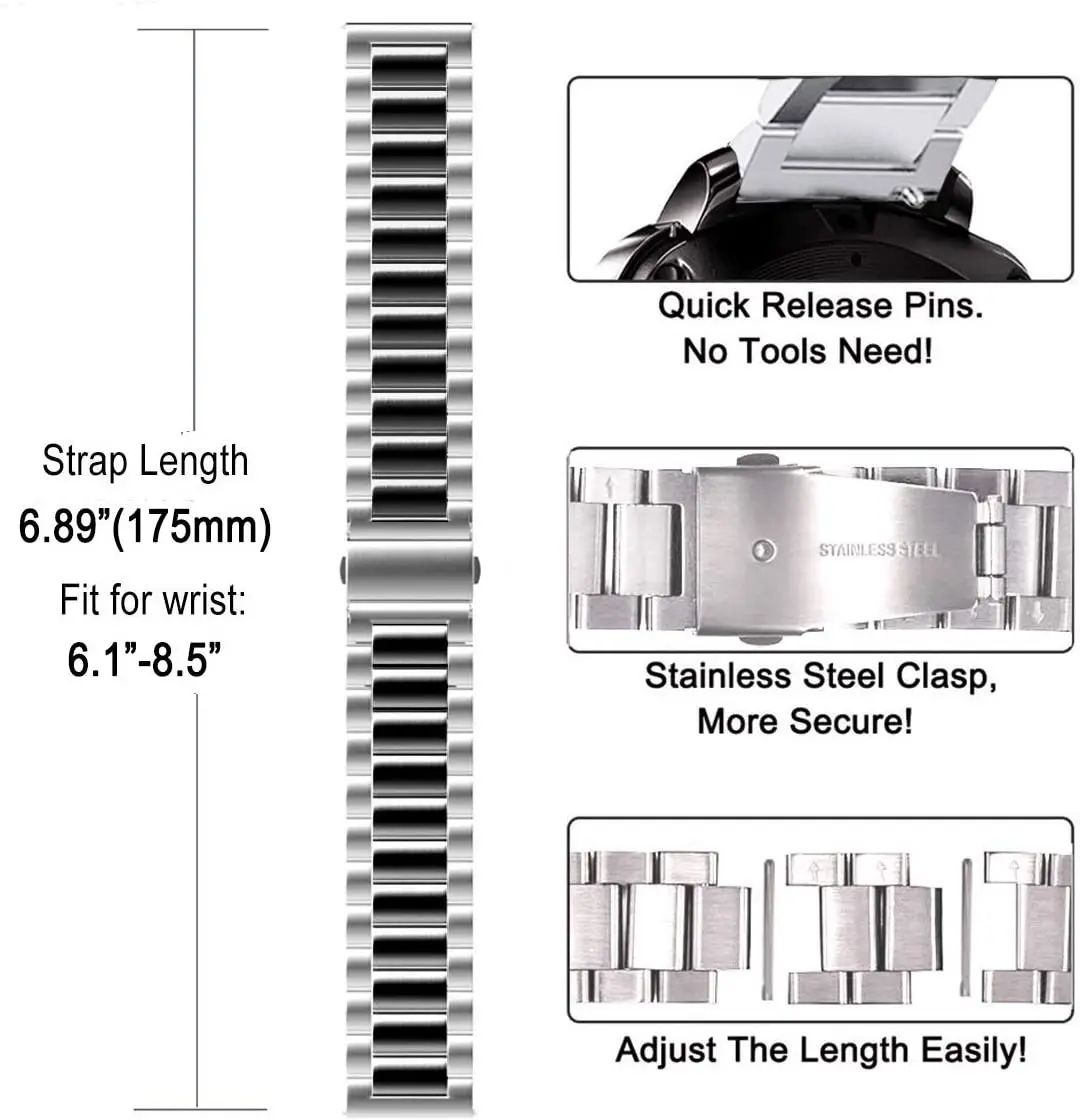 Correa de reloj para Xiaomi IMILAB KW66, pulsera de repuesto clásica de Metal de acero inoxidable para negocios