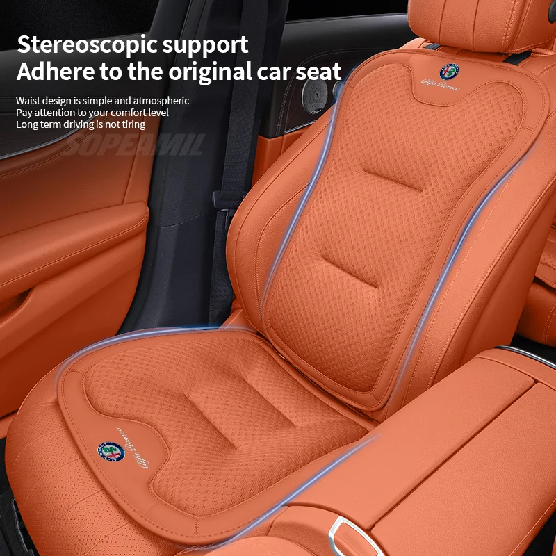 Alfa Romeo Giulia Stelvio Tonale 147 156 159 Giulietta Gloria Mito Car Seat Cushion Cover Breathable Ice Silk Seat Protector Pad 6