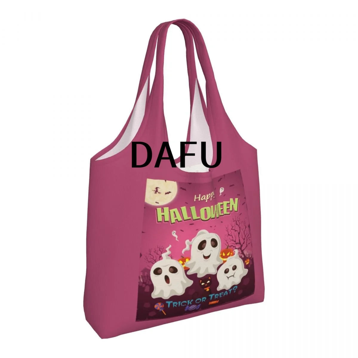 Happy Halloween Funny Halloween Print Cotton Tote Bag - Casual Commuter Shoulder Bag for Work Grocery Shopping Trick or Treat