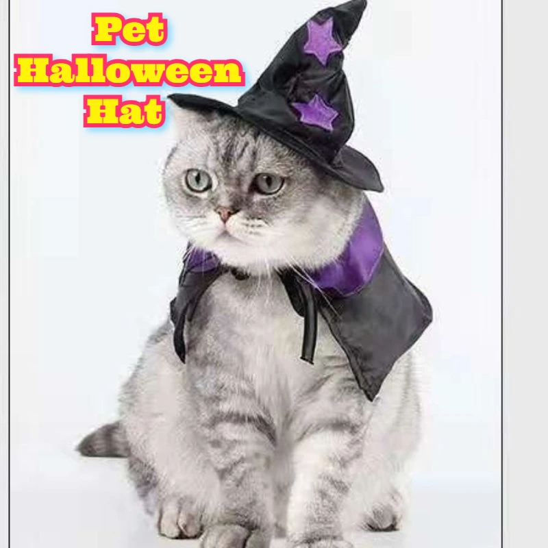

Pet Halloween Hat Christmas Cape Cat Dog Costume Funny Party Dress Up Cosplay Hood Accessories Small Animal Festival Celebration