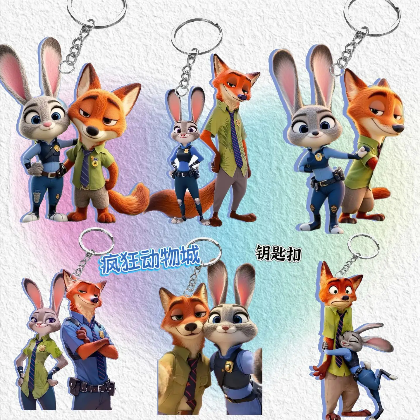 

High Quality Zootopia Acrylic Keychain | Nick Wilde Judy Hopps Cartoon Backpack Charm | Lovely Souvenir Gift For Kids & Fans