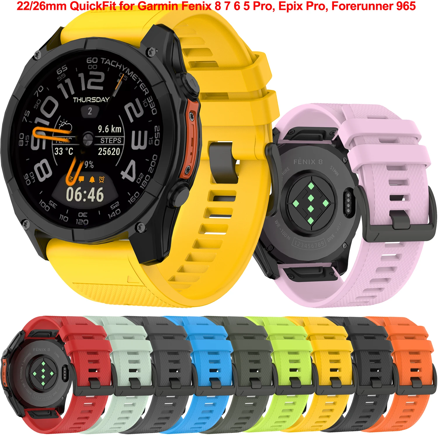 

‌QuickFit 22mm/26mm Watch Straps for Garmin Fenix 8 7 6 5 3, Tactix, Epix Gen 2, Forerunner, quatix 5 6 8 Replacement watchband