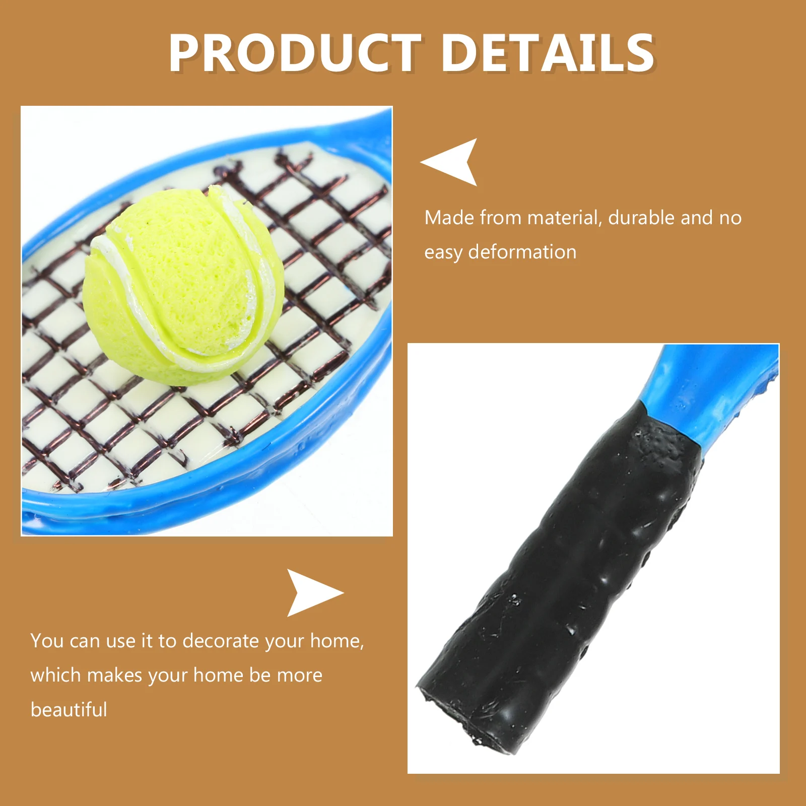 

4 Pcs Racket Models Durable Resin Home Decor Simulation Tennis Racket Model Mini Tennis Set Model Kids Play Gifts Accessories