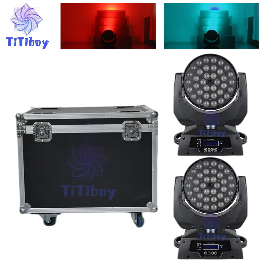 0 Tax 2pcs LED Lights Wash Zoom 36x18W RGBWA+UV 36x12W RGBW Moving Head Lighting With Flycase For Professional DJ Equipment