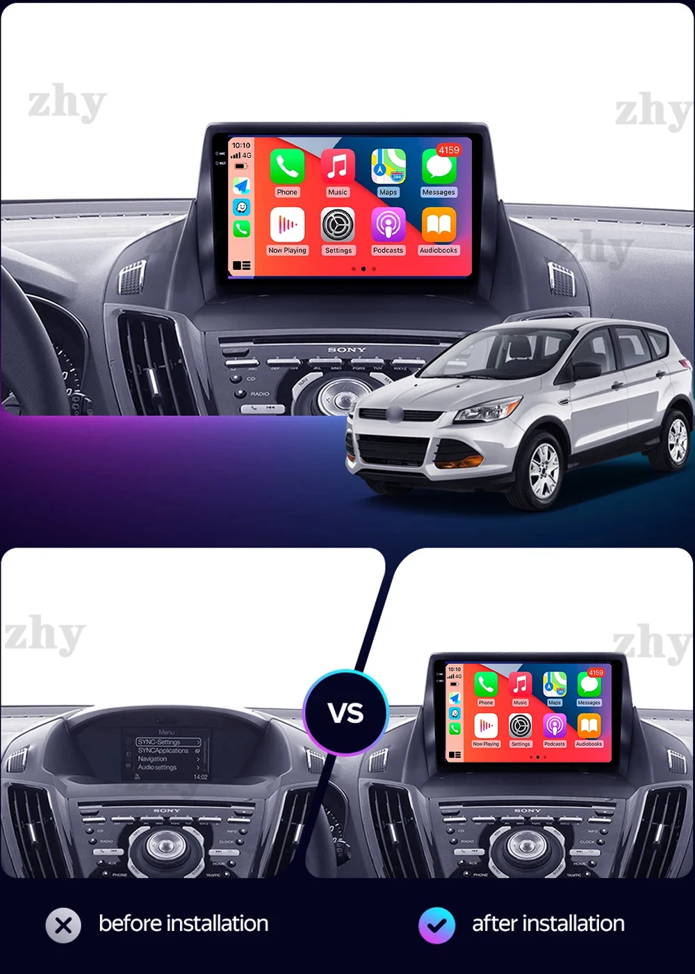 Android 14 Stereo for Ford C-MAX Kuga 2 Escape 3 2012-2019 Auto Car Radio Multimedia Video Player Bluetooth GPS Navigation