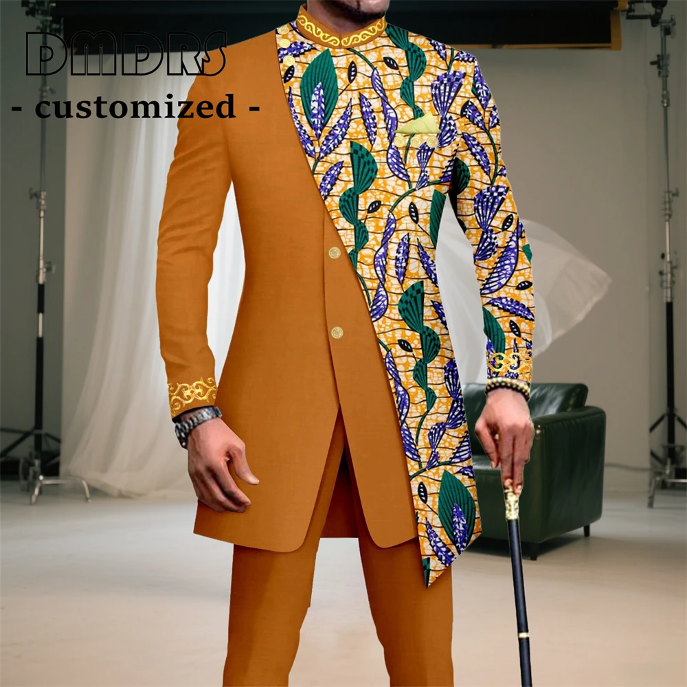 

Tailored Sizing Men's Suit Africa Mens Formal Suits, Patterend Long Slim Fitting Jacket with Trousers, Wedding Dinner Tuxedo