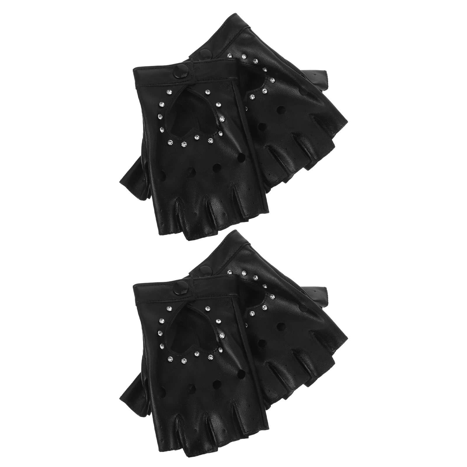 

2Pairs Half Finger Gloves Punk Heart Cutout Breathable Fingerless Mittens Sparkly Gloves Dance Costume Halloween