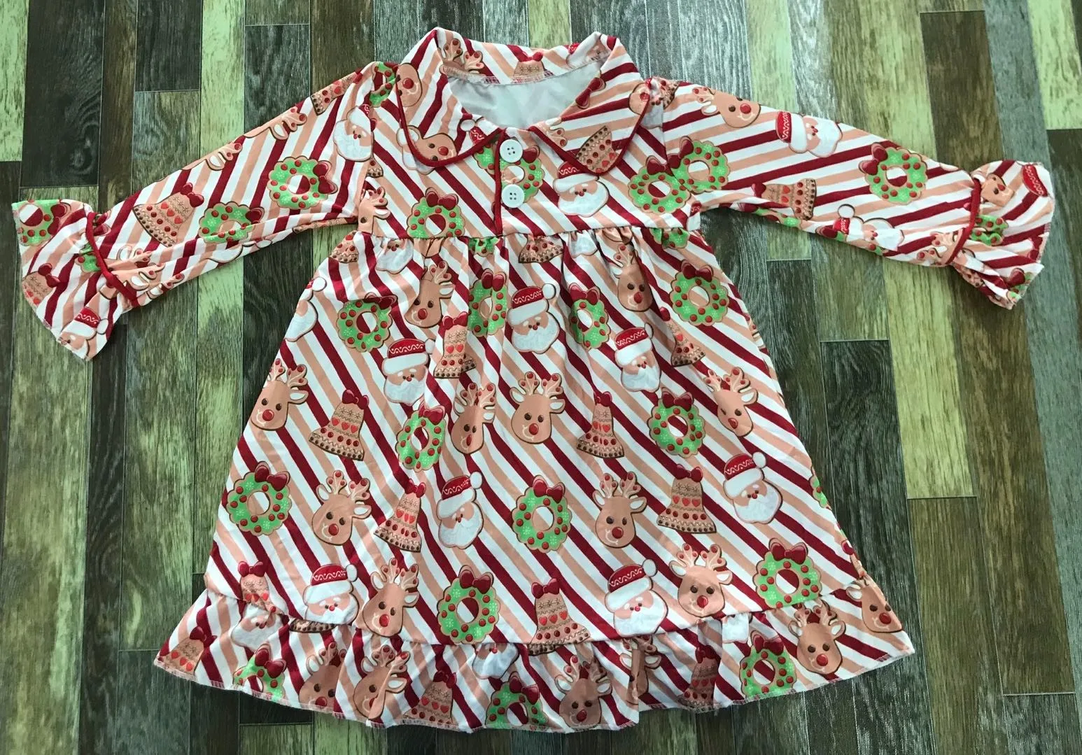 Vestido rojo de otoño de Papá Noel de dibujos animados para niñas, ropa dulce para exteriores para bebés, ropa para niños de 0 a 16 años