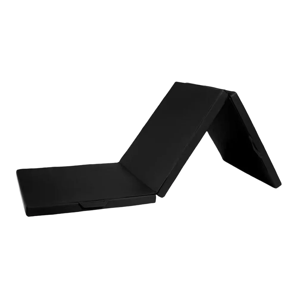 Foldable Three Section PU Leather Mat for Yoga Fitness Dance Gym Training 180 cm x 60 cm x 5 cm Black Exercise Mat