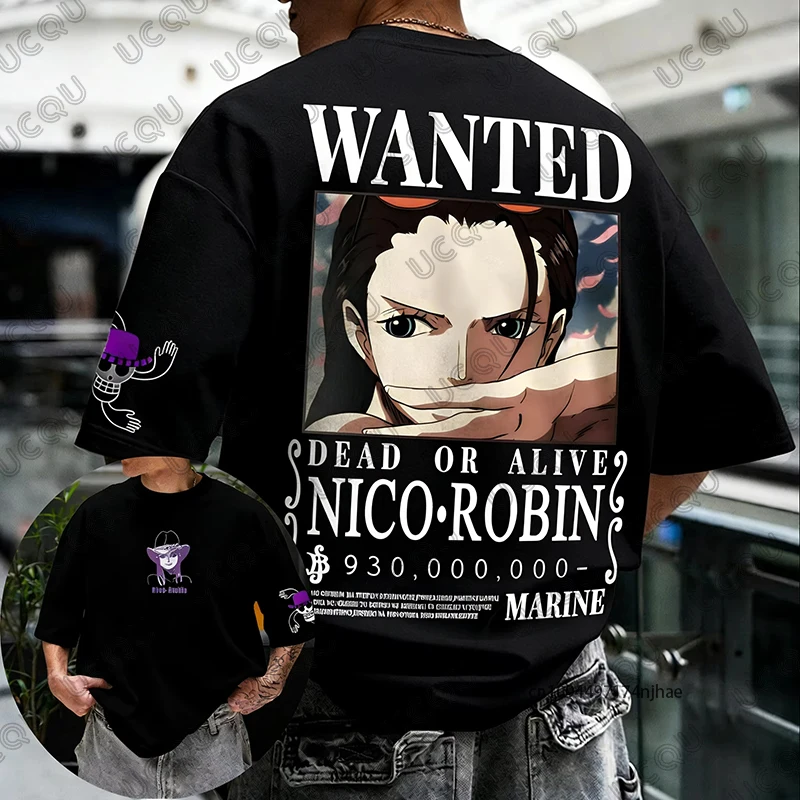 Camiseta de Hombre de Algodón con Estampado Gráfico de Nico Robin del Anime One Piece, Nueva Colección 2026, Camisetas de Manga Corta de Verano, Estilo Casual, Talla Grande, Unisex