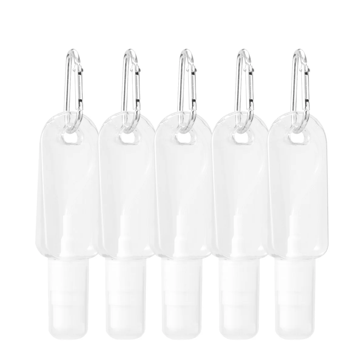 5pcs Travel Hand Bottles Refillable Portable Plastic Containers For Women Leakproof Empty Bottles With Hook