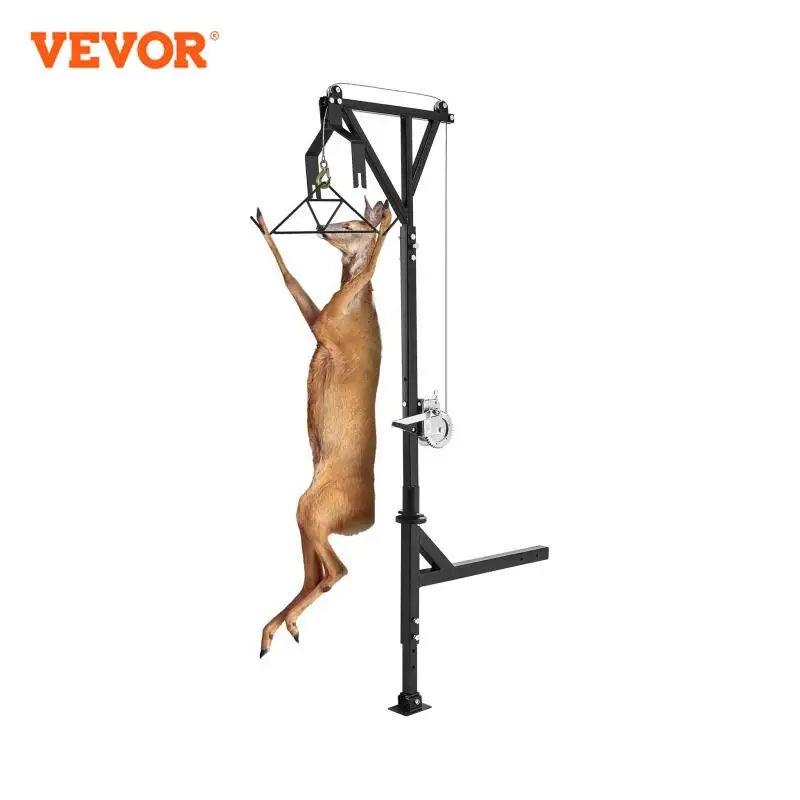 VEVOR 600 lbs Truck Hitch Cargo Game Hunting Mounted Deer Hoist with Winch Lift Gambrel Adjustable Height & 360 Degrees Swivel