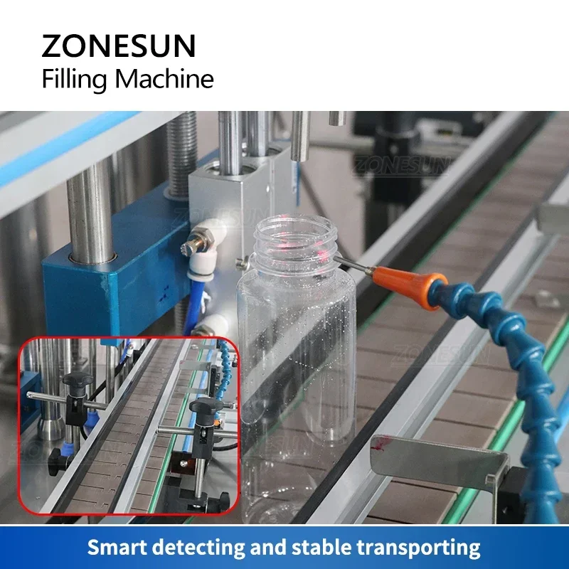 ZONESUN Automatic 6 Heads Paste Filling Machine Servo Motor Viscous Liquid Cream Shampoo Honey Ketchup Piston Filler 160L Hopper