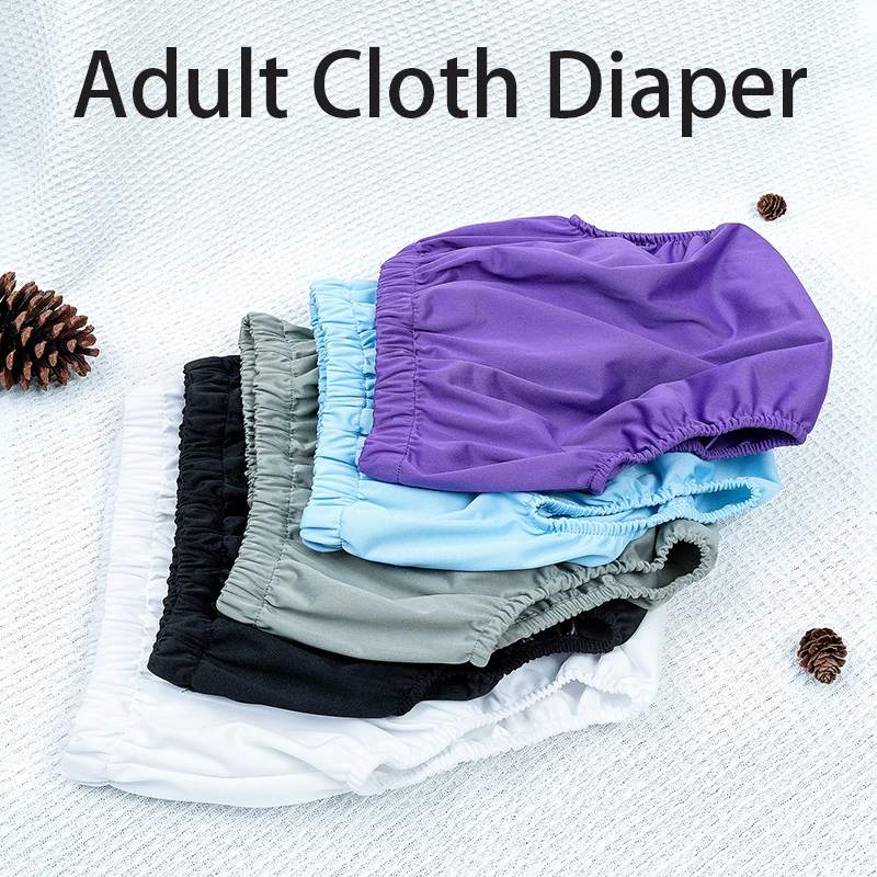 1pc Solid Color Waterproof iaper for Adults Washable Reusable Diaper Care Pants Leak-proof Pants Waterproof Eldly Diaper Cover